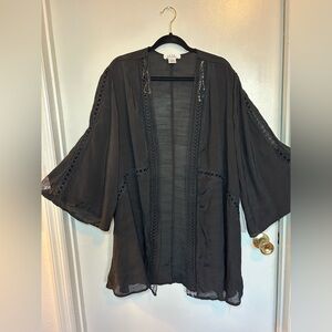 Elegant Black Lace Kimono‎